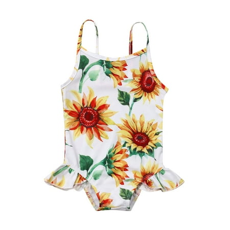 

Ma&Baby Infant Kids Baby Girls Summer SunFlower Swimwear Romper Sling Bathing Beach