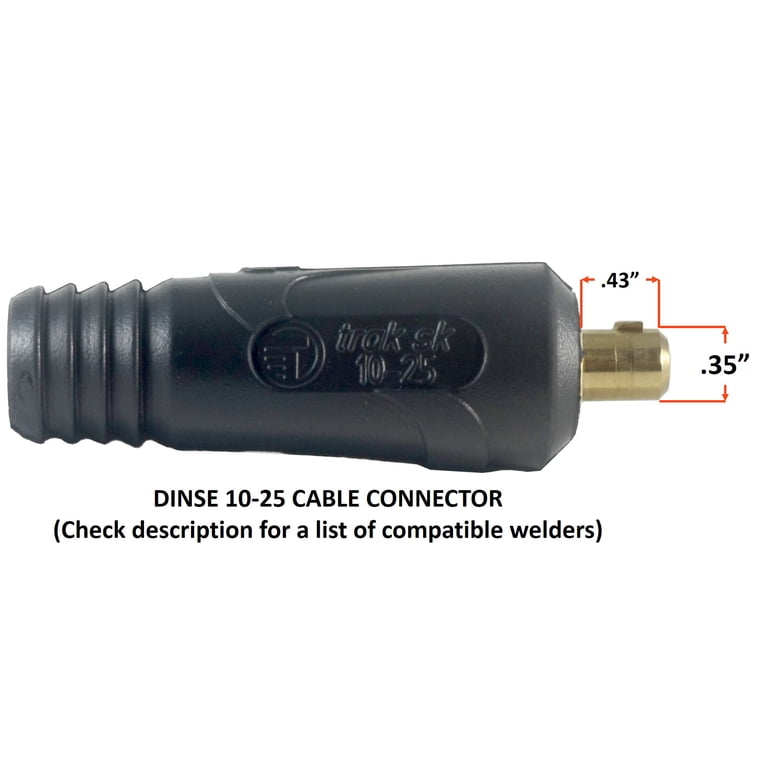 25 Ft #2 Welding Ground Cable With Clamp & 50 MM Dinse Connector - 250 Amp Capacity, Fully Assembled