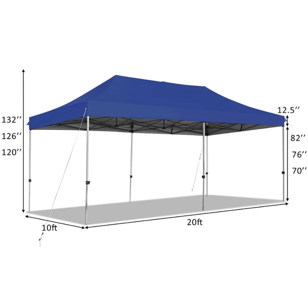 Aimee Lii 10 x 20 Feet Adjustable Folding Heavy Duty Sun Shelter with Carrying Bag, Backyard Canopy Gazebo, Blue