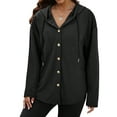 thumbnail image 2 of MOSHU Oversize Hoodies for Women Loose Fit Drawstring Hooded Womens Sweatshirts Button Down Shacket Jackets with Pocket, 2 of 7
