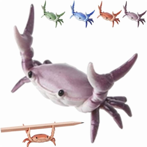Crab Pen Holder for Desk, Funny Weightlifting Crabs Shaped Spoon & Pencil Holder, Mini Tiny Animal Creative Penholders Storage Accessories, Cute Rack Ornaments