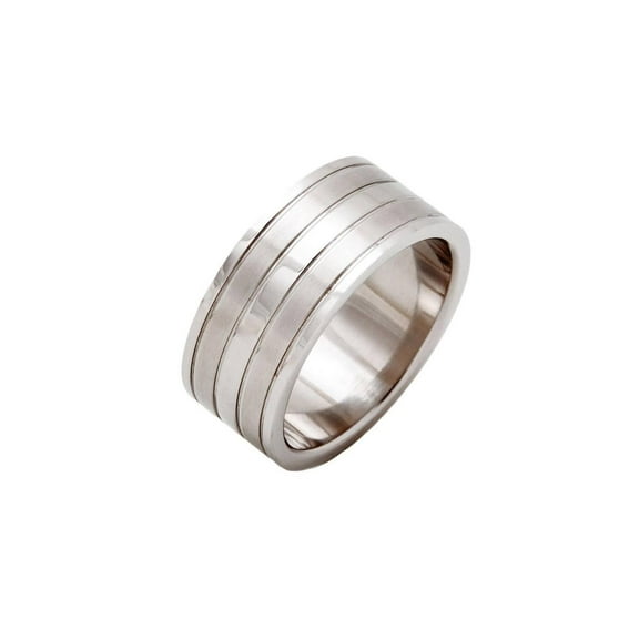 Metals Jewelry Men's / Women's 316L Surgical Grade Stainless Steel Ring 2 tone 10mm WIDE Size 10