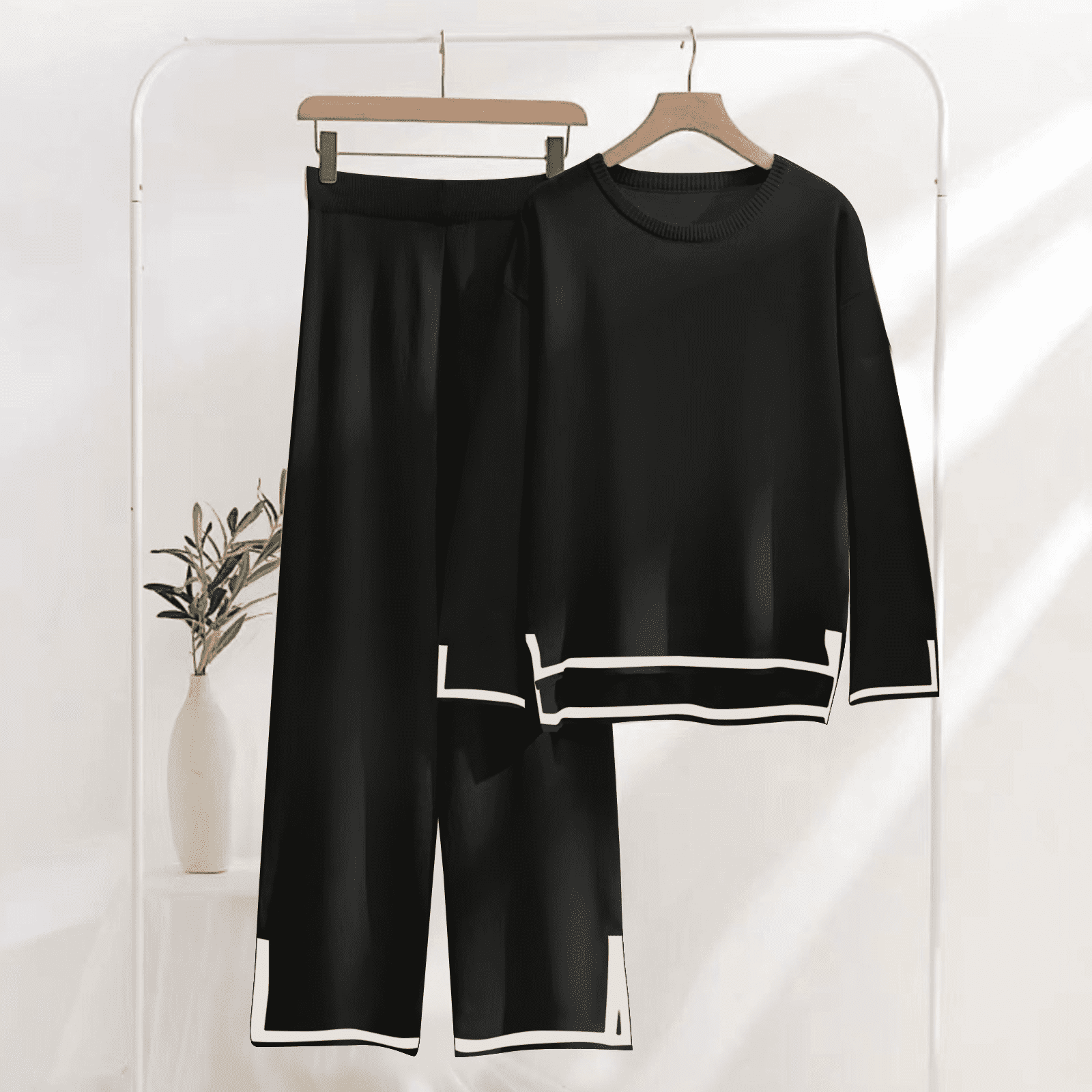 Lynkiss 2 Piece Outfits For Women Long Sleeves Knit Sweater Top Wide Leg  Pants Lounge Sets Tracksuits Activewear : : Clothing, Shoes 