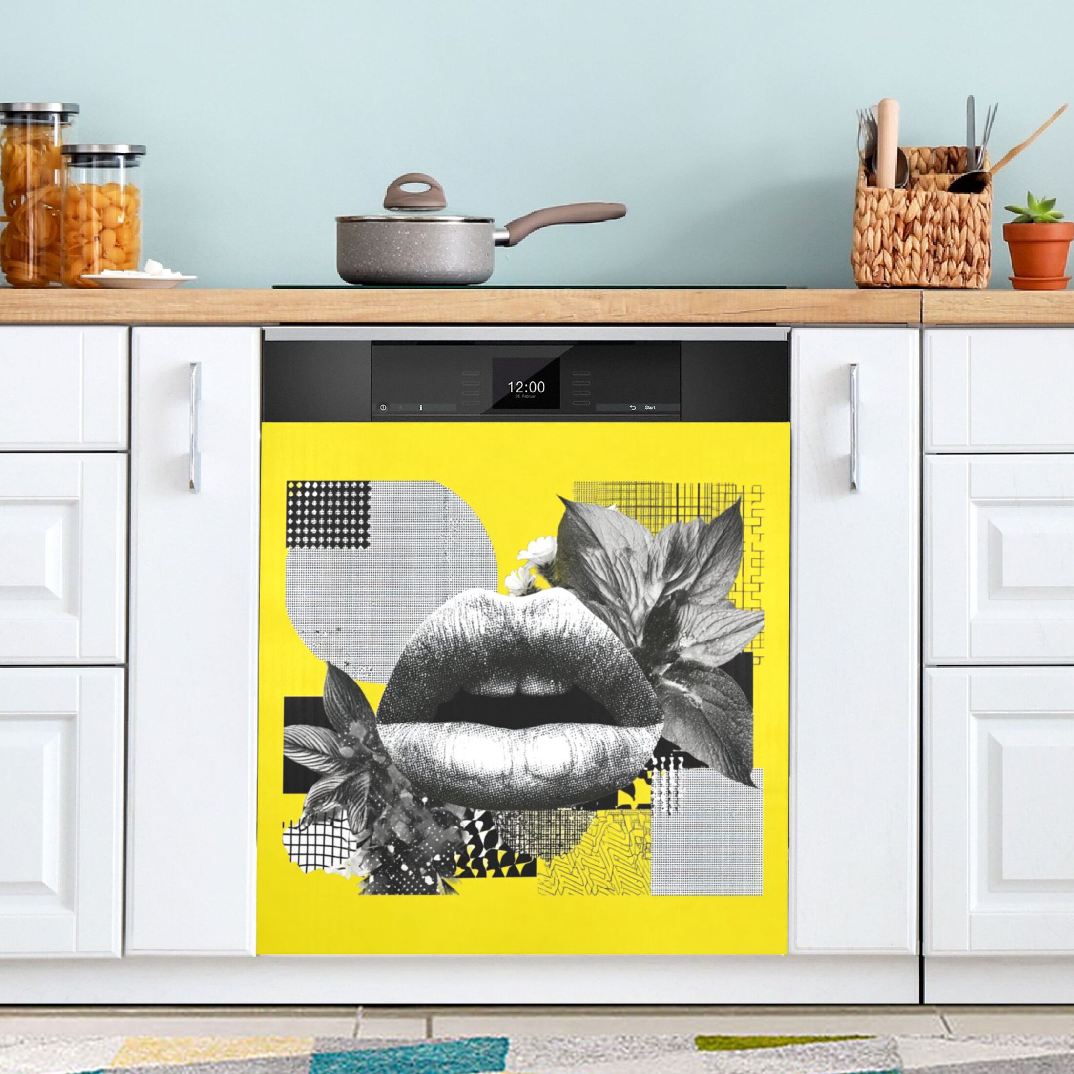 IAUYY Magnetic decorative sticker - 23x26 Inch PVC Refrigerator Decorative Cover, Removable DIY Art for Kitchen Appliances Lips