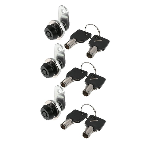 3 Set 5/8" RV Campervan Lock Set with 6 Keys RV Storage Door Locks for File Cabinet Toolbox Black