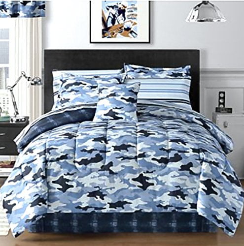 Sky Blue Camouflage Camo Army Boys Twin, Army Camo Twin Bedding