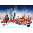 thumbnail image 1 of BSDHOME Toile de Fond Polyester Bonne Année 2018 7x5ft, Autour du Monde, 1 of 2