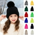 thumbnail image 6 of CPNG Kids Winter Hat Cap Unisex Hat Solid Color Beanies with Pom Pom Toddler Fleece Lined Warm Knit Hat Girls Boys Cute Knitted Wool Snow Beanies Ski Cap, 6 of 9