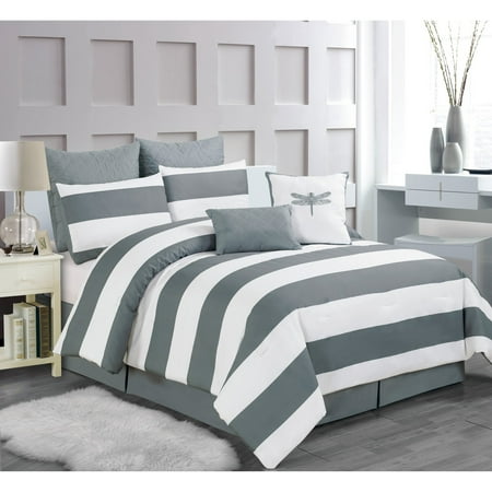 delia stripe printed online 7 piece comforter set by duck delia stripe printed online 7 piece comforter set by duck