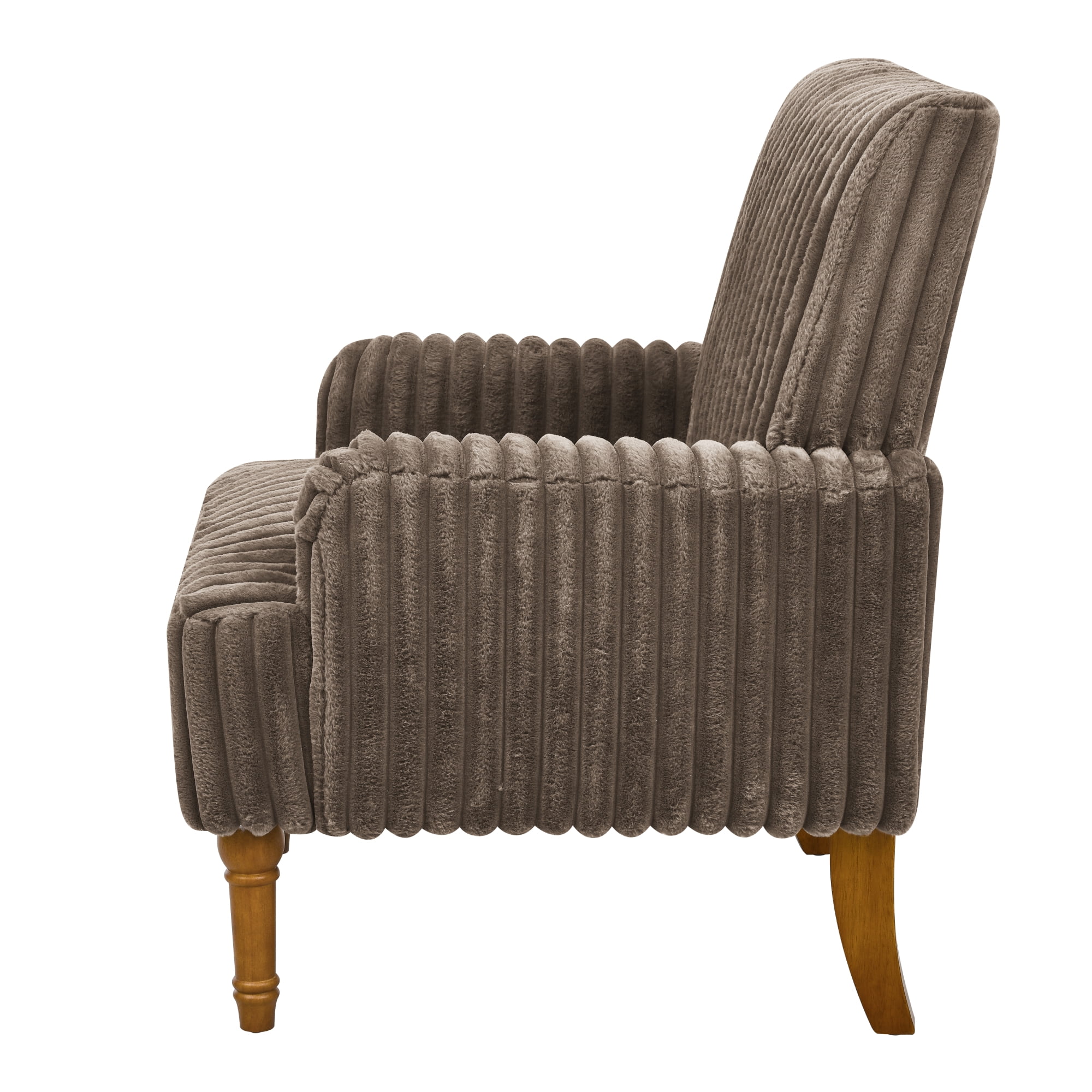 Leumius Modern Accent Chair with 9" Solid Wood Legs, Comfortable Upholstered Corduroy Armchair for Living Room Bedroom, Office Dark Coffee
