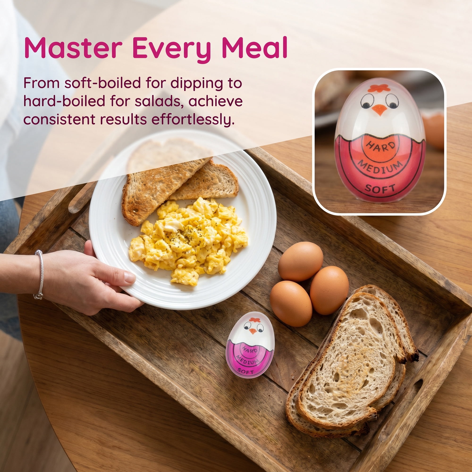 Unique Bargains Egg Timer with Color Changing Indicator for Perfect Boiled Eggs Purple