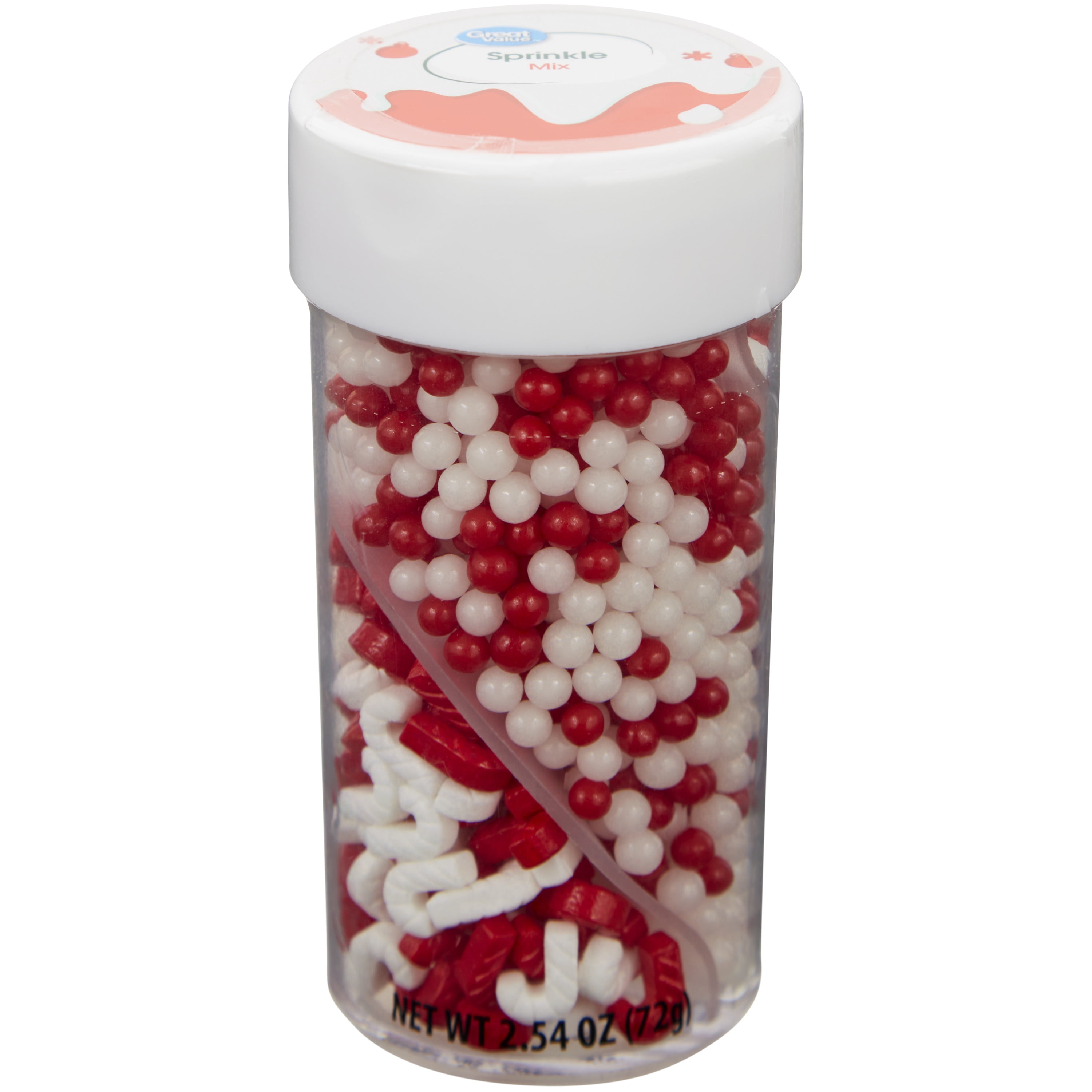 Great Value Christmas Candy Cane and Nonpareils Sprinkles Twist Bottle, 2.54 oz.