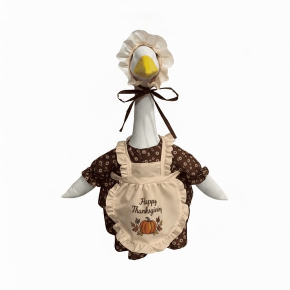 Thanksgiving Pilgrim Porch Goose Outfit for 23 Inch Cement Lawn Goose Statue, Fall Porch Goose Outfit