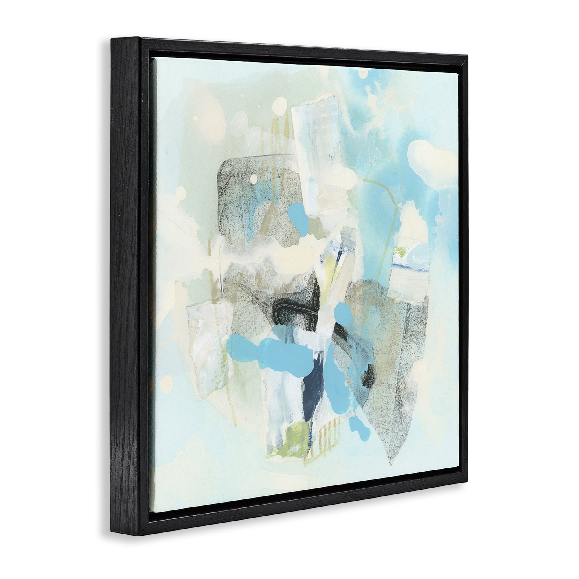 Stupell Industries Modern Paint Splash Abstract Abstract Painting Black Floater Framed Canvas Art Print Wall Art, 25 x 25