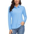 thumbnail image 1 of Polo MAGCOMSEN con cuello para mujer, manga larga, azul, 1 of 7