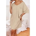 thumbnail image 2 of Ekouaer Womens Tshirt Nightgown Cotton V Neck Sleepshirts Comfy Casual Nightshirt for Women, 2 of 6