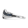 thumbnail image 3 of Finest Gold 14K White Gold Blue & White Diamond Swirl Ring, Size 7, 3 of 5