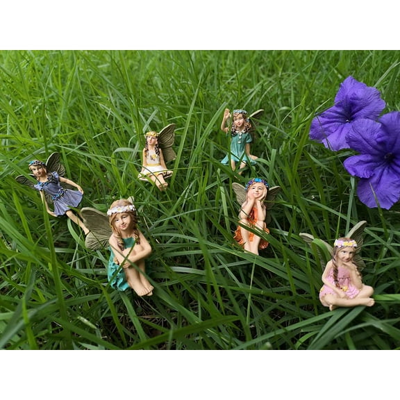 Fairy Garden Accessories Outdoor Indoor, 6pcs Miniature Fairies Figurines for Pot Plants and Mini Garden Lawn Decorations