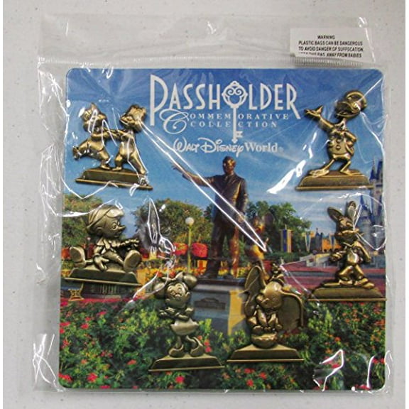 Disney Pins 2016 WDW Walt Disney World Annual Passholder Commemorative Collection Golden Statues Set