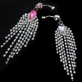 thumbnail image 1 of Trayknick Tassels Navel Belly Button Bar Barbell Rings Rhinestone Body Piercing Jewelry Pink, 1 of 9