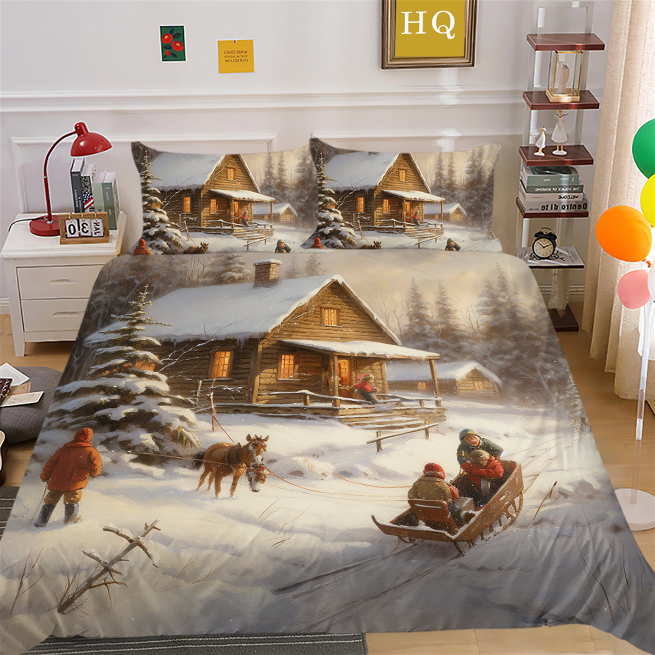 Christmas Bedspreads Festival Quilt Cover Duvet Cover Set Children Snow