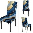 thumbnail image 7 of muroi Blue and Gold Marble Chair Covers for Dining Room Kitchen Set of 4 \u2013 Stretchable, Stylish Dining Chair Slipcovers, Washable, Luxury Modern Home Décor, 7 of 7