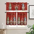 thumbnail image 2 of Merry Christmas Kitchen Curtains and Valances Set, Retro Red Blue Yellow Gnome Snow Rod Pocket Window Valance 18 Inch Window Curtain Panels for Living Room Bedroom Laundry, 27.5x24in, 3 Pieces, 2 of 7