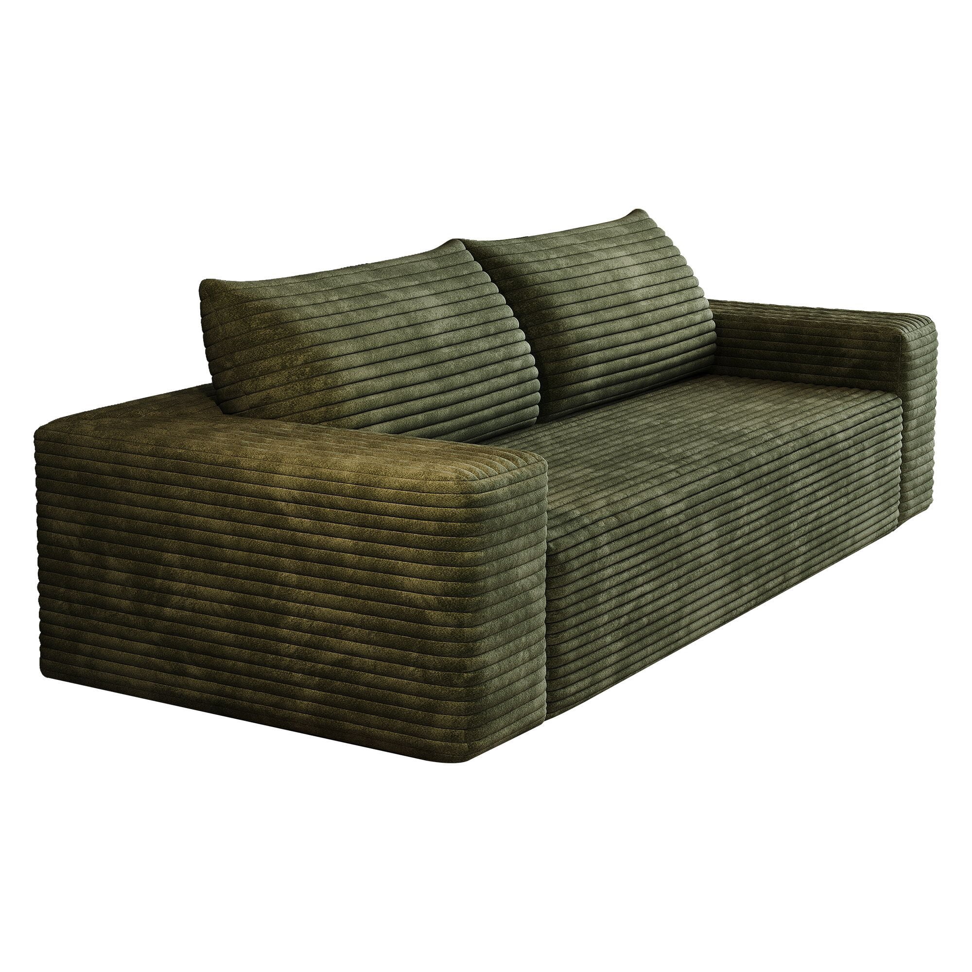 Leumius 71" Cloud Couch,3 Setaser Sofa with Deep Seat,Boneless Couch Sofa with 2 Pillows for Living Room,No Assembly Required,Green
