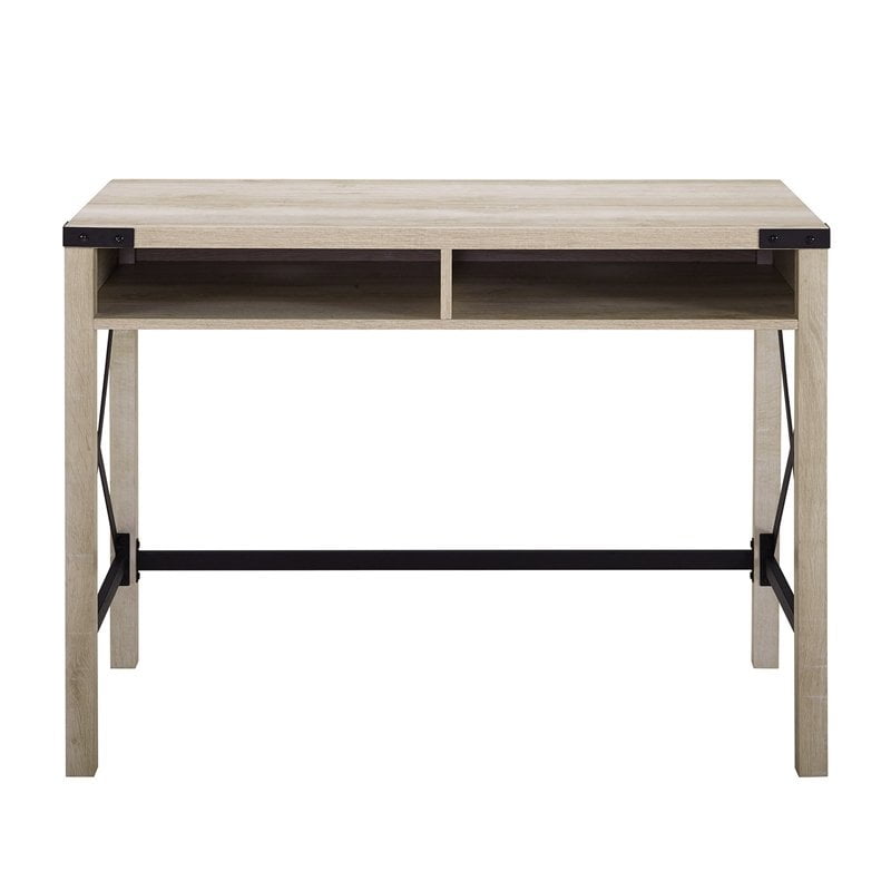42" Farmhouse Metal & Wood Desk White Oak