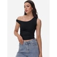 thumbnail image 6 of Women One Shoulder Ruched Crop Tank Tops Casual Off The Shoulder Twist Strap Summer Tanks Tops Going Out Crop Shirts, 6 of 6