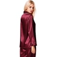 thumbnail image 5 of Womens Silk Satin Pajamas Loungewear Two-piece Sleepwear Button-Down Pj Set, 5 of 12