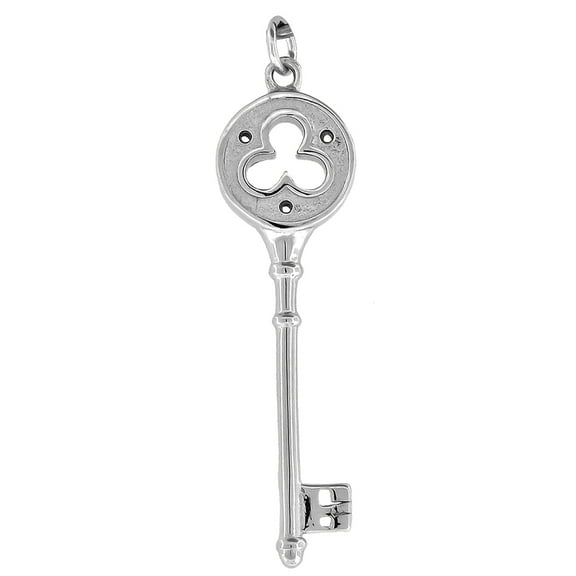 925 Sterling Silver Mens Cubic Zirconia Key Charm Pendant 38.1x16.1mm Wide Necklace for Men