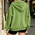 thumbnail image 5 of AKOEE Flannel Hoodies for Women with Kangaroo Pocket Baggy Sweater Tops Drawstring Fleece Hooded Sweatshirt (L, Green), 5 of 8