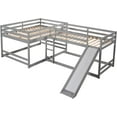 thumbnail image 4 of Full and Twin Size L-Shaped Bunk Bed Frame with Slide and Short Ladder, 4 of 7