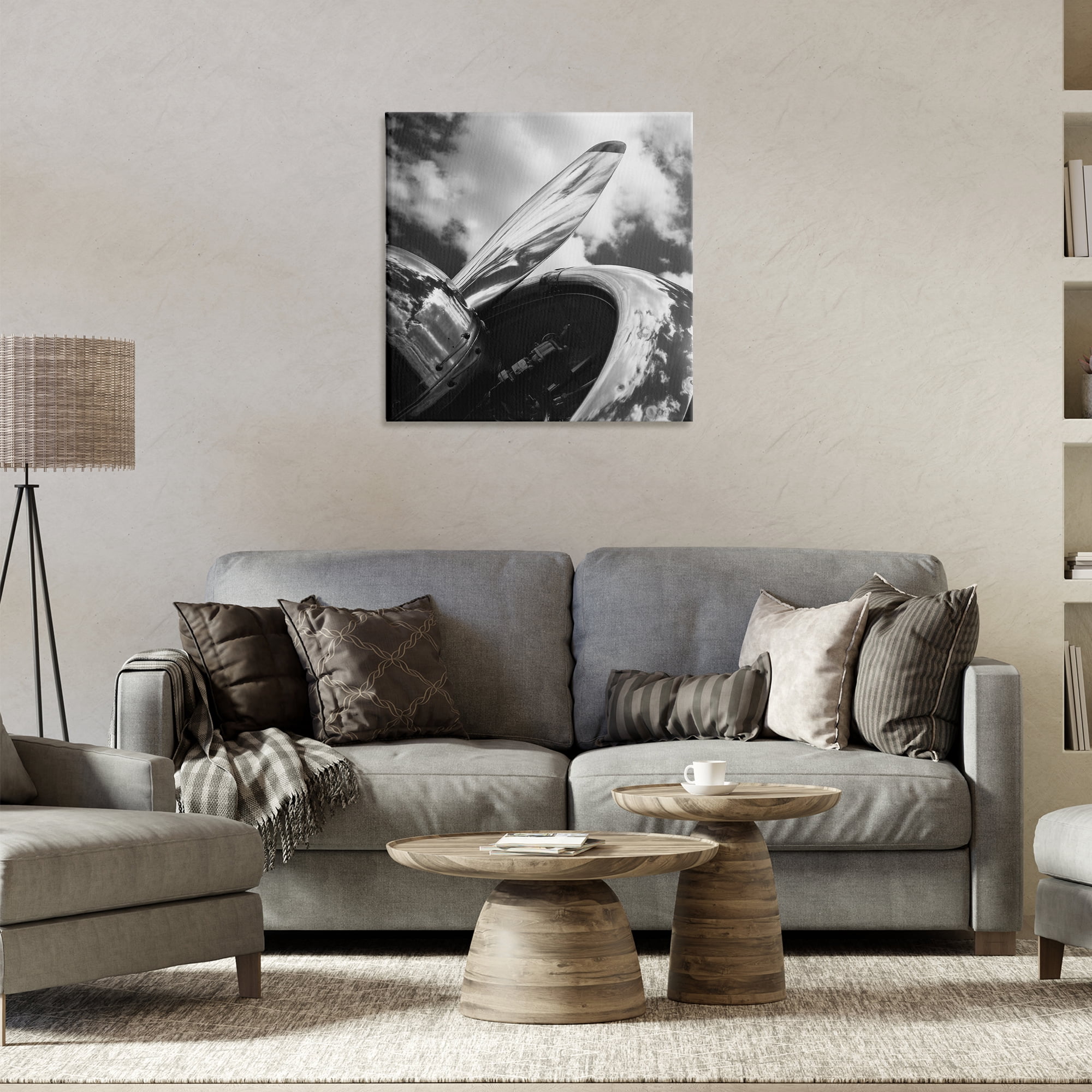 Stupell Industries Propeller with Cloud Reflection Transportation Photography Wrapped Canvas Art Print Wall Art, 24 x 24