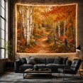 thumbnail image 6 of Autumn Birch Trees on a Forest Path with Golden Leaves, Peaceful Impressionist for Nature Lovers, Tranquil Forest Art Decor, Housewarming Gift, Tapestry Wall Hanging for Bedroom and Living Room, 6 of 7