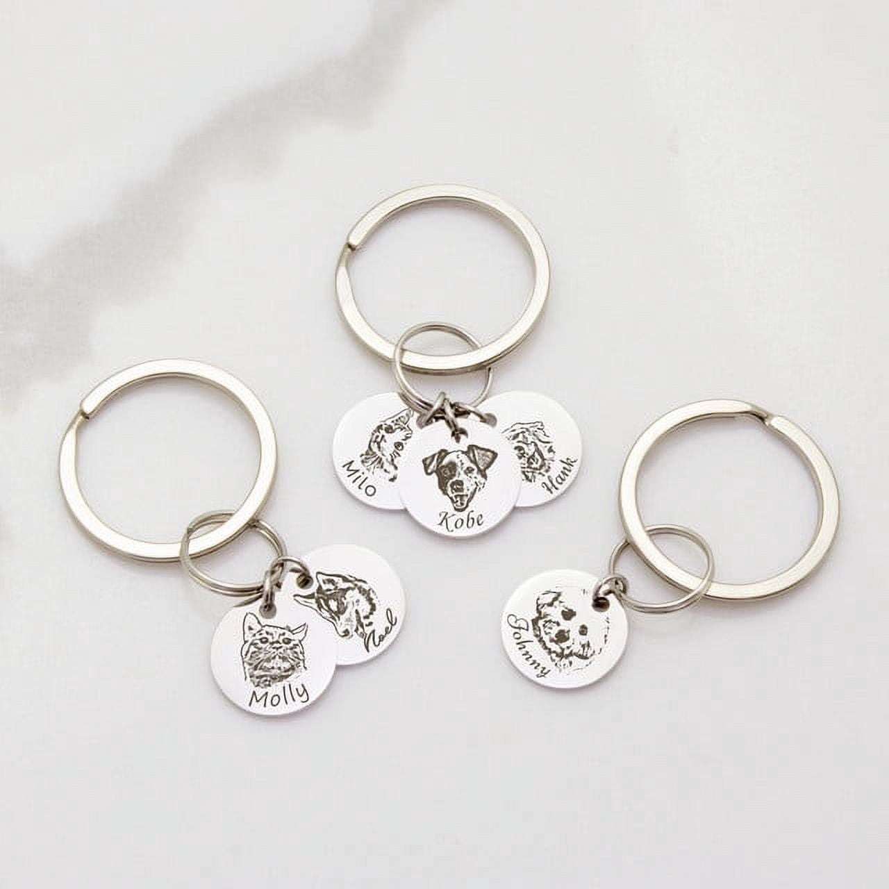 Anavia Personalized Pet Portrait Custom - Pet Portriat Keychain - Pet Photo Keychain for Pet Lovers Gift - Engraved Keychain Pet Memorial Gift for Friend - 2 Disc