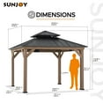 thumbnail image 2 of Sunjoy Wooden Gazebo 11’ x 11’ Outdoor Gazebo Patio Steel Gazebo with Cedar Frame and Ceiling Hook Wood Gazebo with 2-tier Metal Roof, Brown, 2 of 9