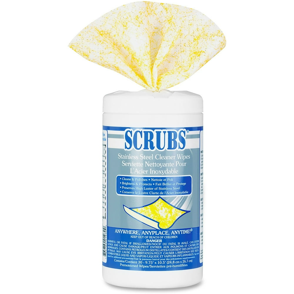 SCRUBS, ITW91930CT, Stainless Steel Cleaner Wipes, 6 / Carton Walmart