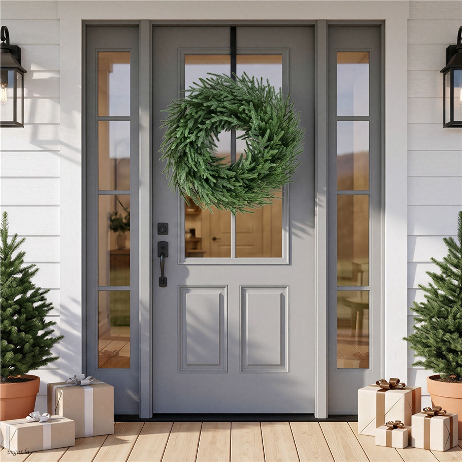 Alden Design 26 inch Artificial Christmas Pine Wreath with Natural Vine Base, Green