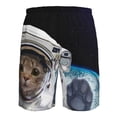 thumbnail image 6 of Kdxio Cat Astronaut Pattern Mens Casual Shorts - Drawstring Summer Beach Sports Shorts for Men, 6 of 9