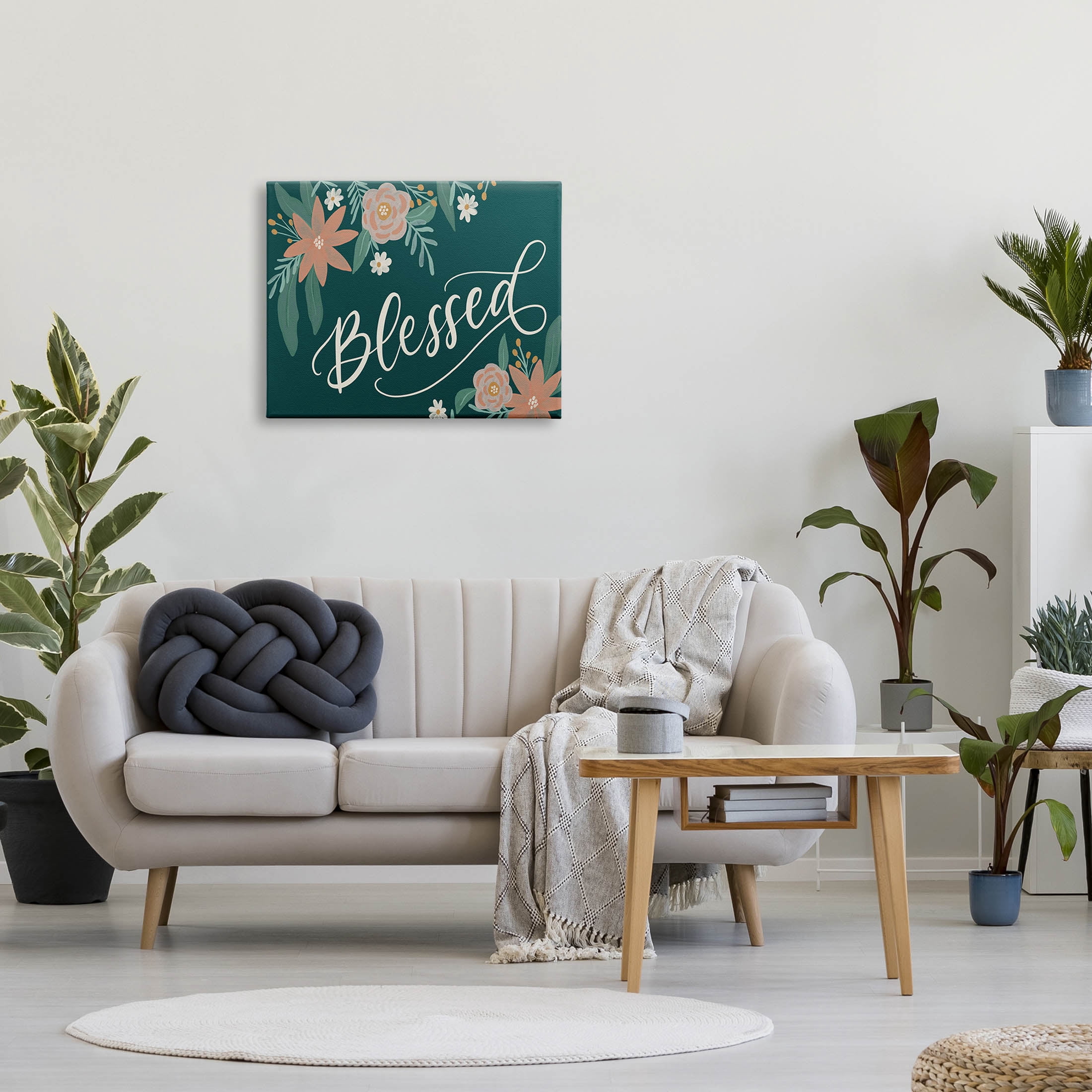 Blessed Floral Green Blossoms Botanical & Floral Graphic Art Gallery Wrapped Canvas Print Wall Art