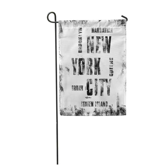 SIDONKU New York City Street Graphic NYC Label Emblem Stamp Black Phrase Garden Flag Decorative Flag House Banner 28x40 inch