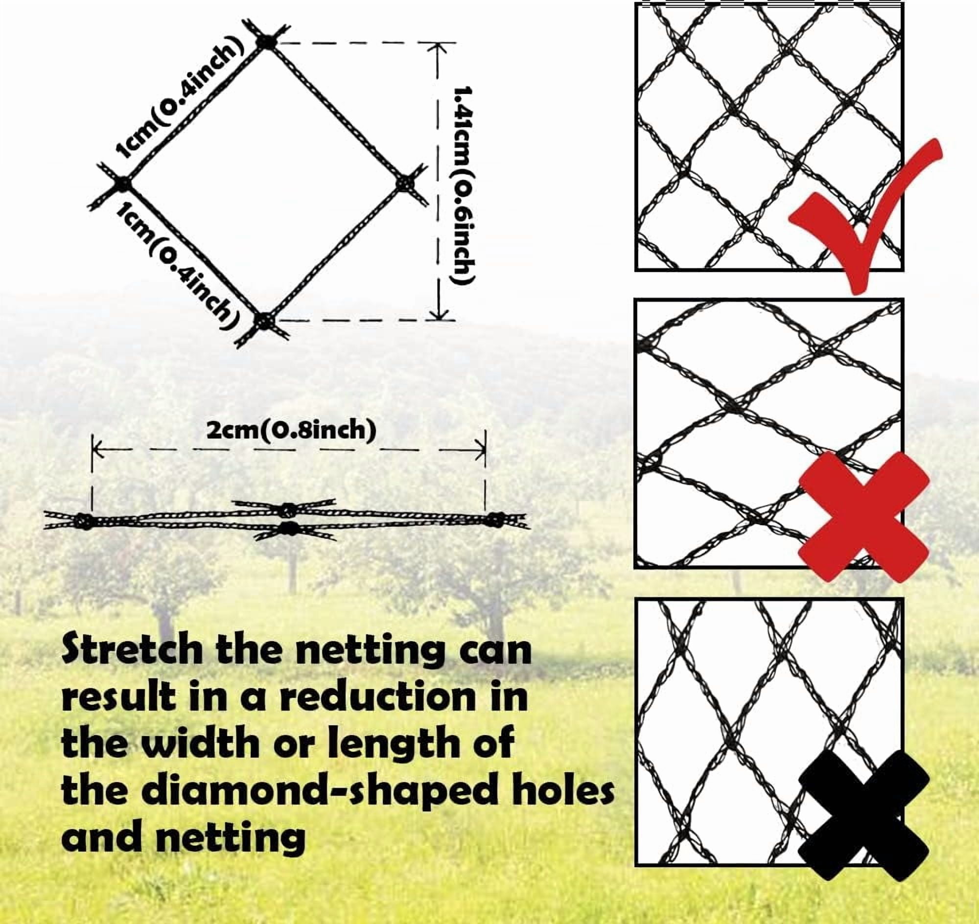 Bird Netting 20x30 Ft, 1/2In Mesh Heavy Duty Garden Netting Pest Barrier for Plants, Vegetables, Extra Strong Woven Mesh Netting, Animal Fencing for Fruit Trees Against Birds, Deer, Poultry