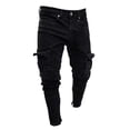 thumbnail image 2 of Uuszgmr Mens Jeans Male Distressed Skinny Jeans Mans Ripped Stretch Slim Fit Denim Pants Trousers, 2 of 6