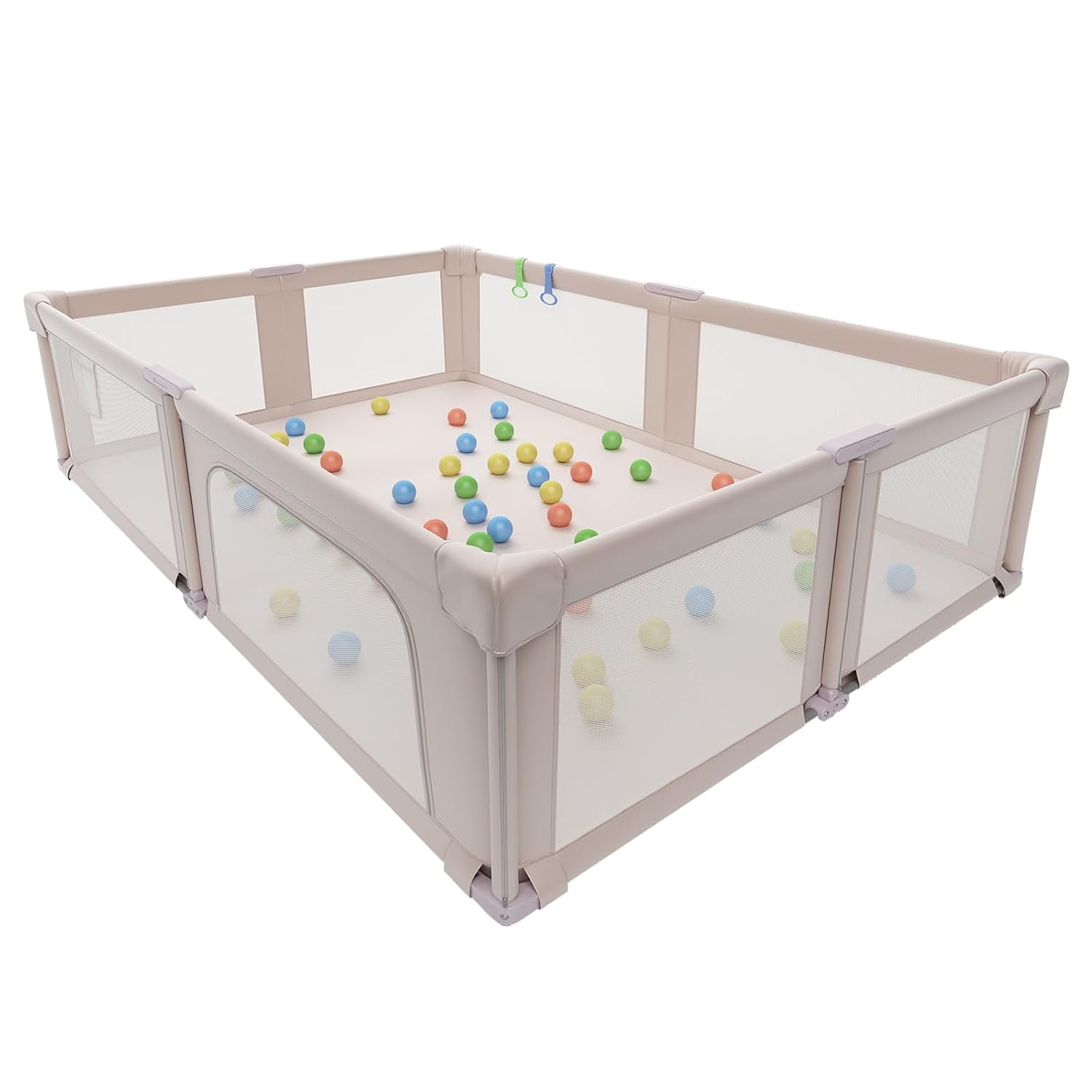 NEGYLIM 73" ×61" Large Baby Playpen, Baby Playard for Babies and Toddlers, Baby Fence Play Pens for Indoor & Outdoor, Sturdy Safety Play Yard with Soft Breathable Mesh and Carry Bag, Anti-Fall, Pink