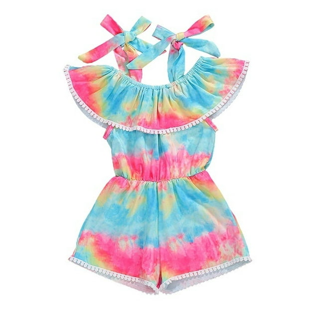 Toddler Infant Kid Baby Girl Romper Ruffle Colorful Jumpsuit Bodysuit Outfit Clothes 1-6 Years