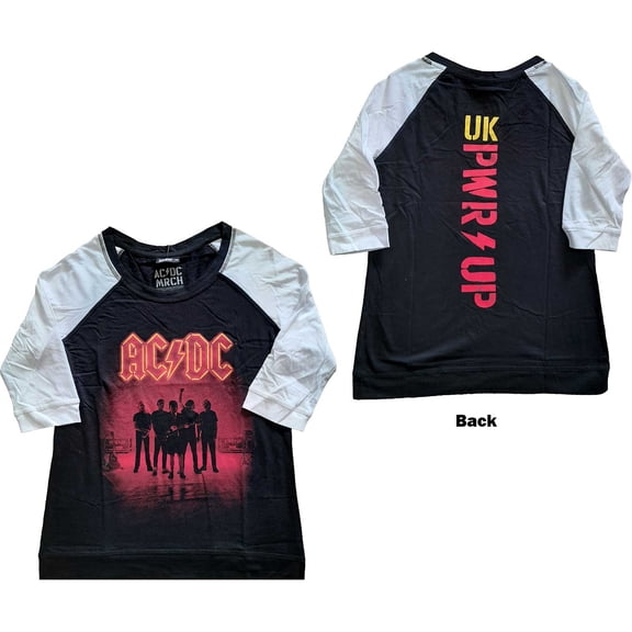 AC/DC Ladies Raglan T-Shirt: PWR-UP UK (Back Print) (Large)