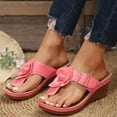 thumbnail image 2 of LOVZFMLL Sandals for Women Chunky Wedges Summer Dressy Flip Flops Comfortable Footwear Casual Walking Slip On Thong Pink 9, 2 of 7