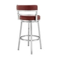 thumbnail image 3 of 26 Inch Leatherette Counter Height Barstool, Silver and Red- Saltoro Sherpi, 3 of 5